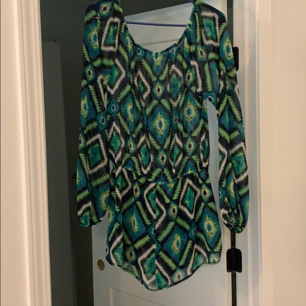 Aztec printed off the shoulder romper